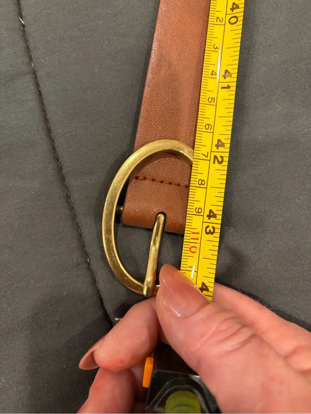 Target Women's Tan Leather Belt with Gold Oval Buckle